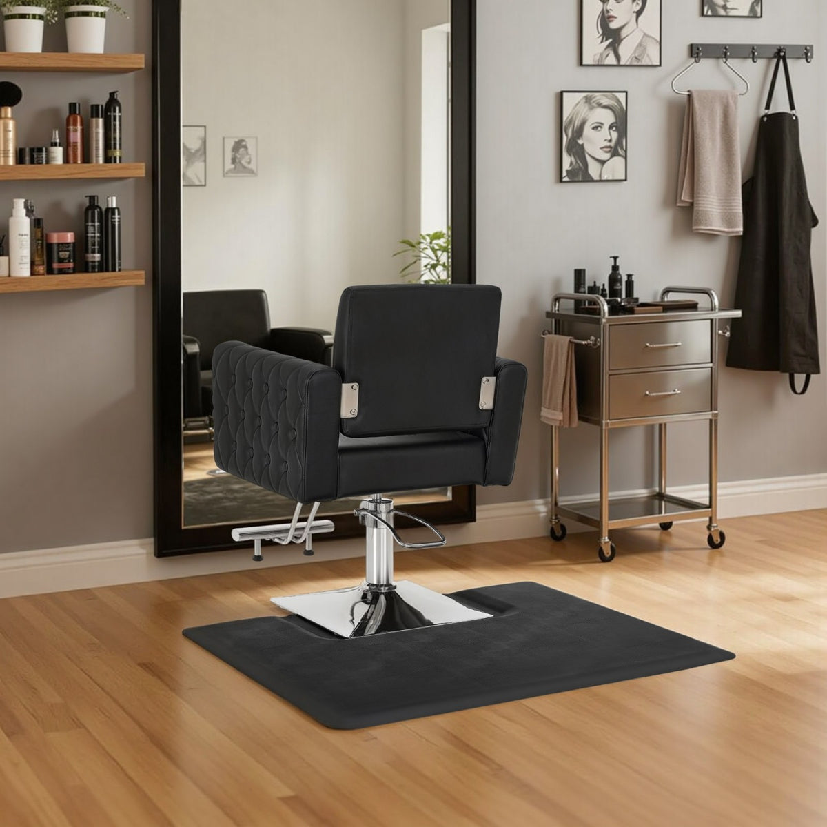 Anti-Fatigue Salon Floor Mat for Square Base Chairs - Comfortable PU Comfort Barber Mat