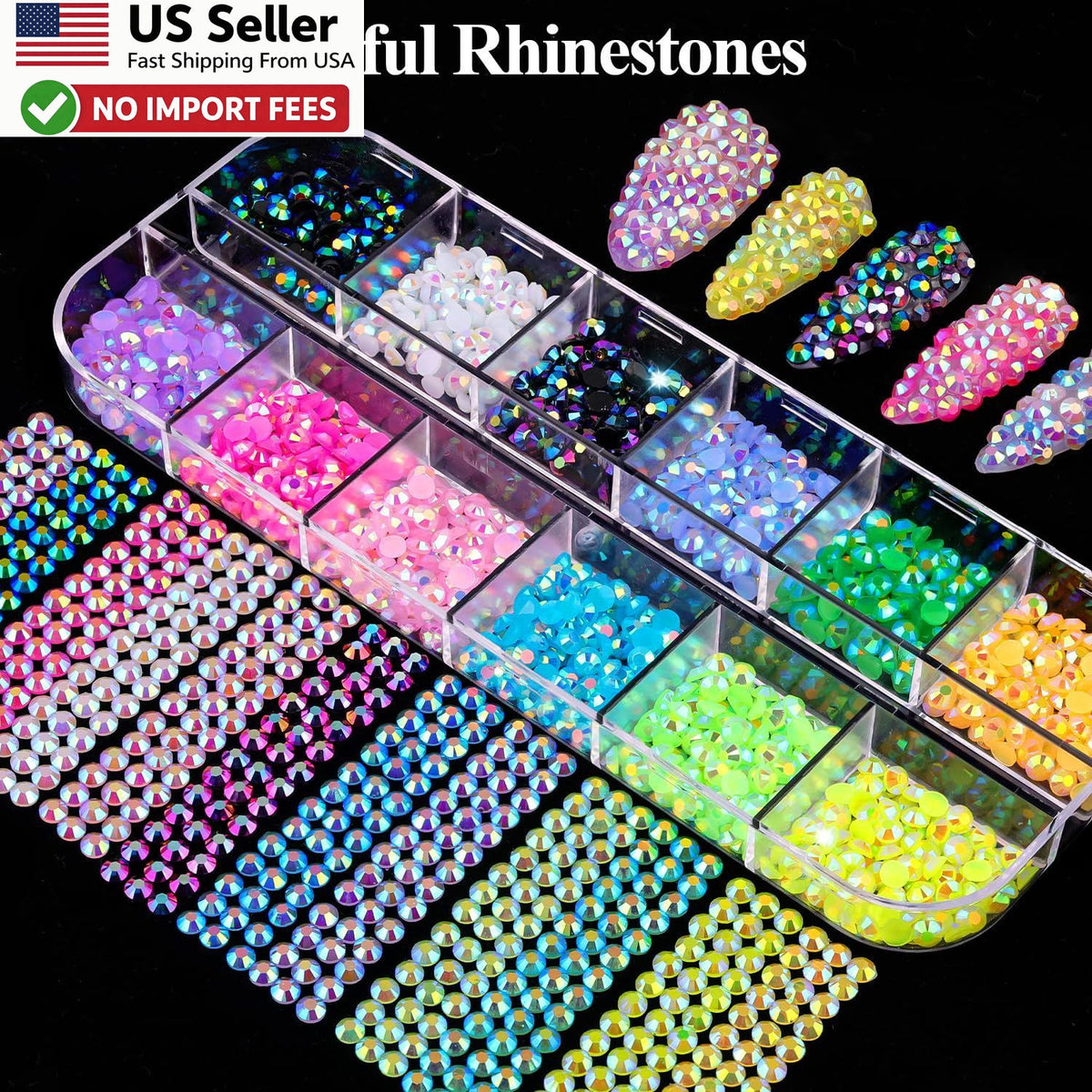 Nail Charms and Gems Kit with Pearls Flowers & Bows - 8 Boxes for Manicure
