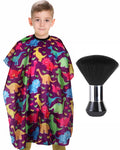 Kids Barber Cape with Neck Duster Brush - Adjustable Salon Hair Cutting Cape for Children