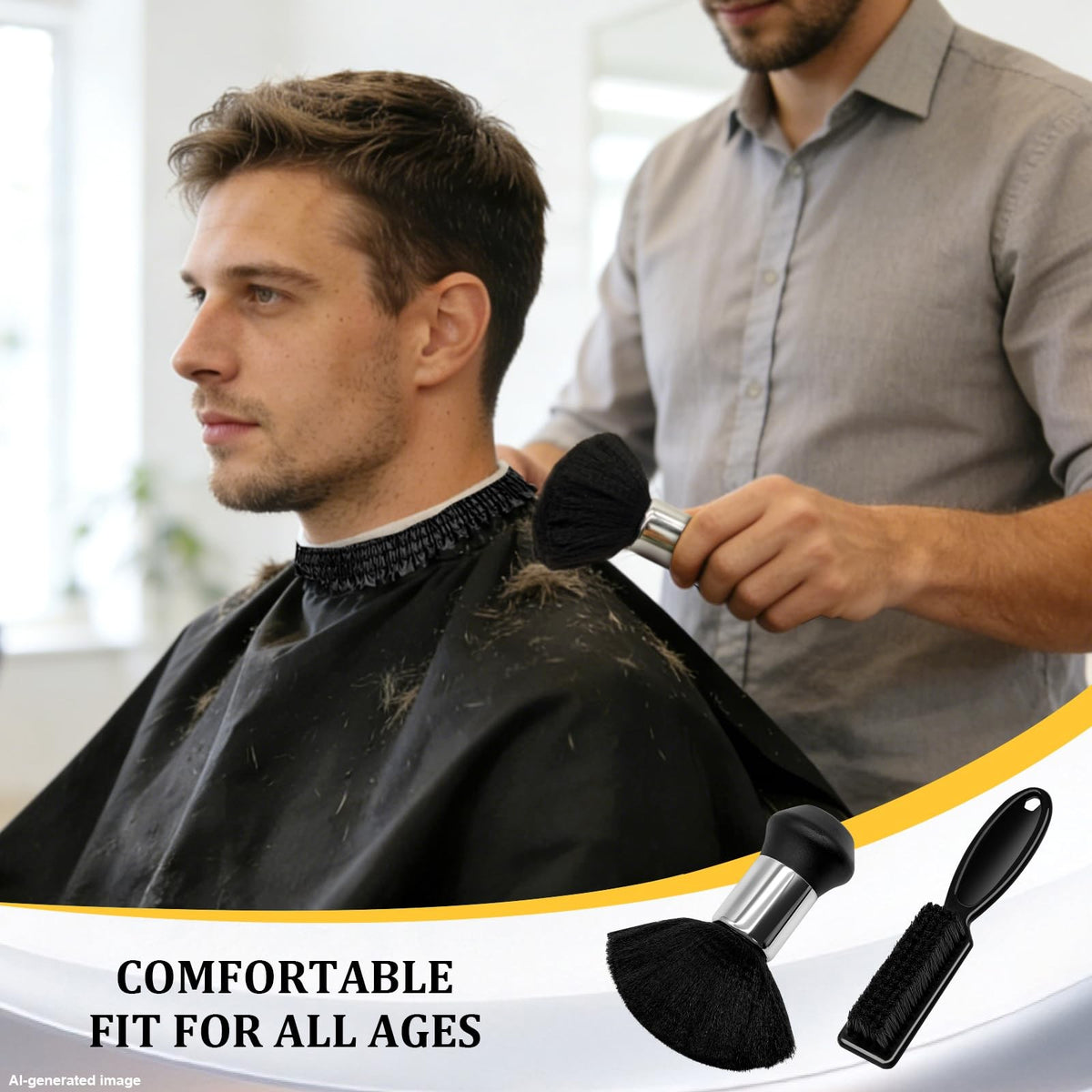 Barber Neck Duster Brush Set with Hair Cutting Cape - Hair Cleanup Kit