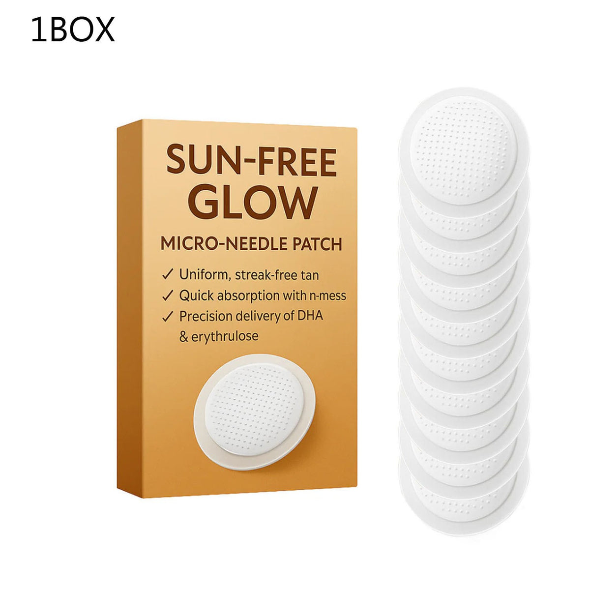 Sun-Free Micro-Needle Tanning Patches for Natural Bronze Glow - 10 or 20 Pack