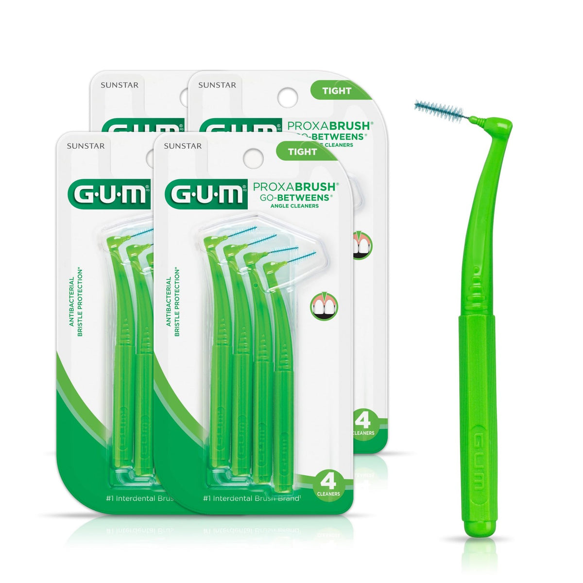 Interdental Brushes Pack of 4 - Angled Plaque Removers for Braces and Tight Spaces