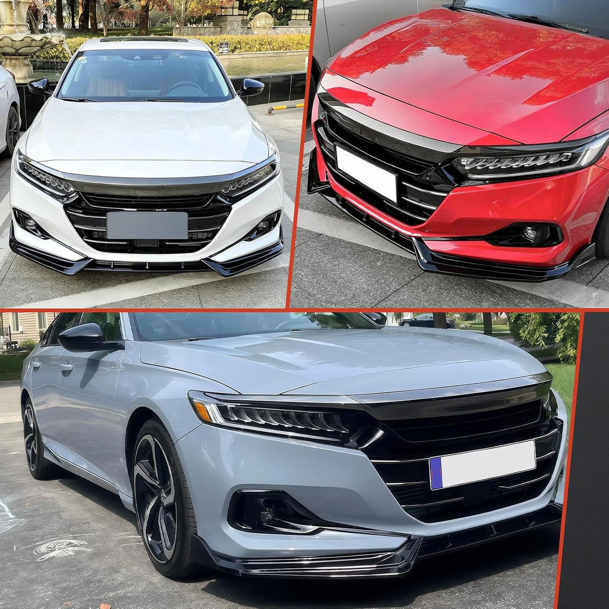 Front Bumper Lip Splitter for Honda Accord Sedan 2021-2022 – Gloss Black 3pc Kit