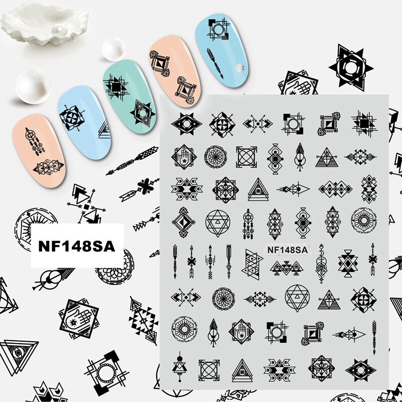 Geometric Nail Stickers Set - Abstract Lines and Stripes Design for Nail Art