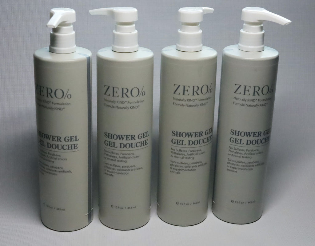 Gilchrist & Soames Zero % Shower Gel 15oz - Hotel-Quality, Naturally Kind Formula (Qty 4 Bottles)