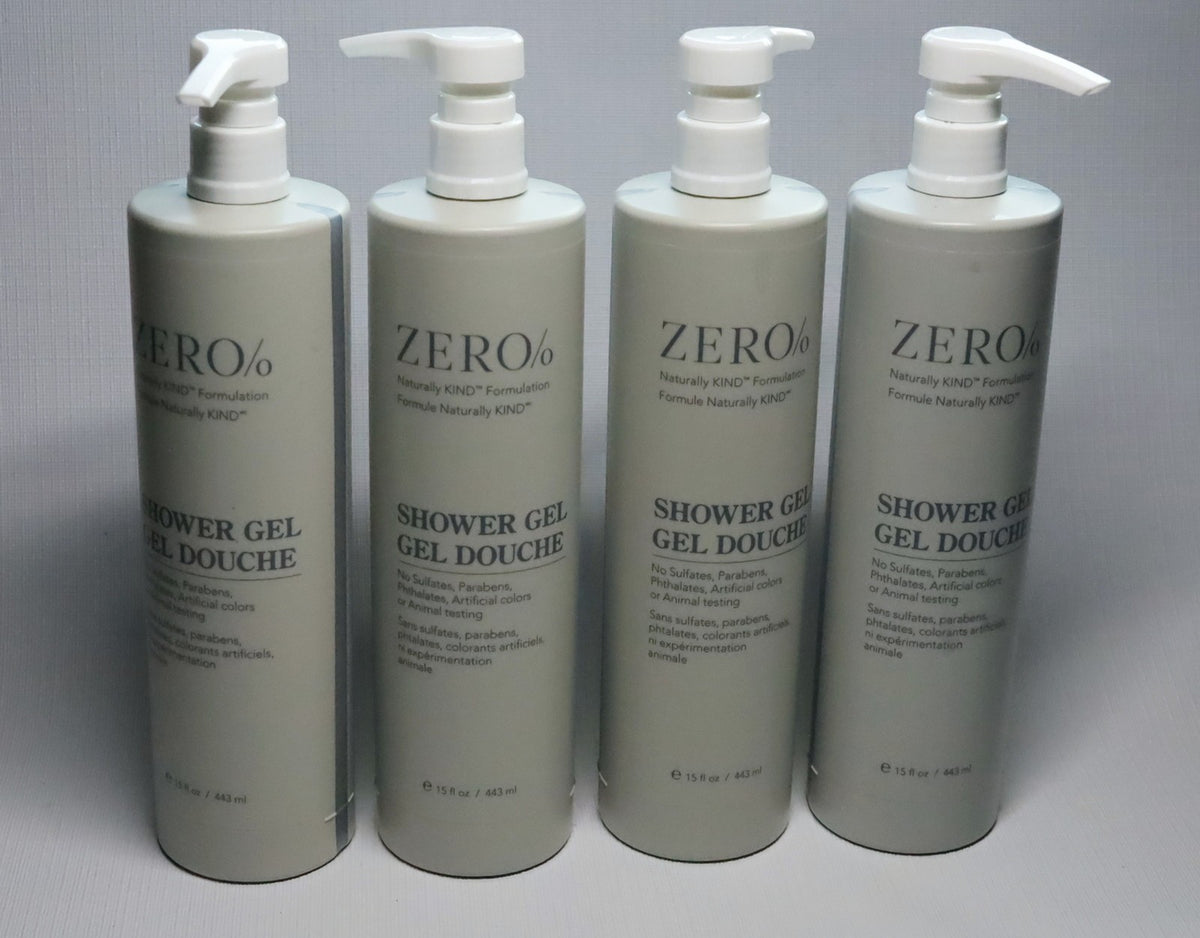 Gilchrist & Soames Zero % Shower Gel 15oz - Hotel-Quality, Naturally Kind Formula (Qty 4 Bottles)