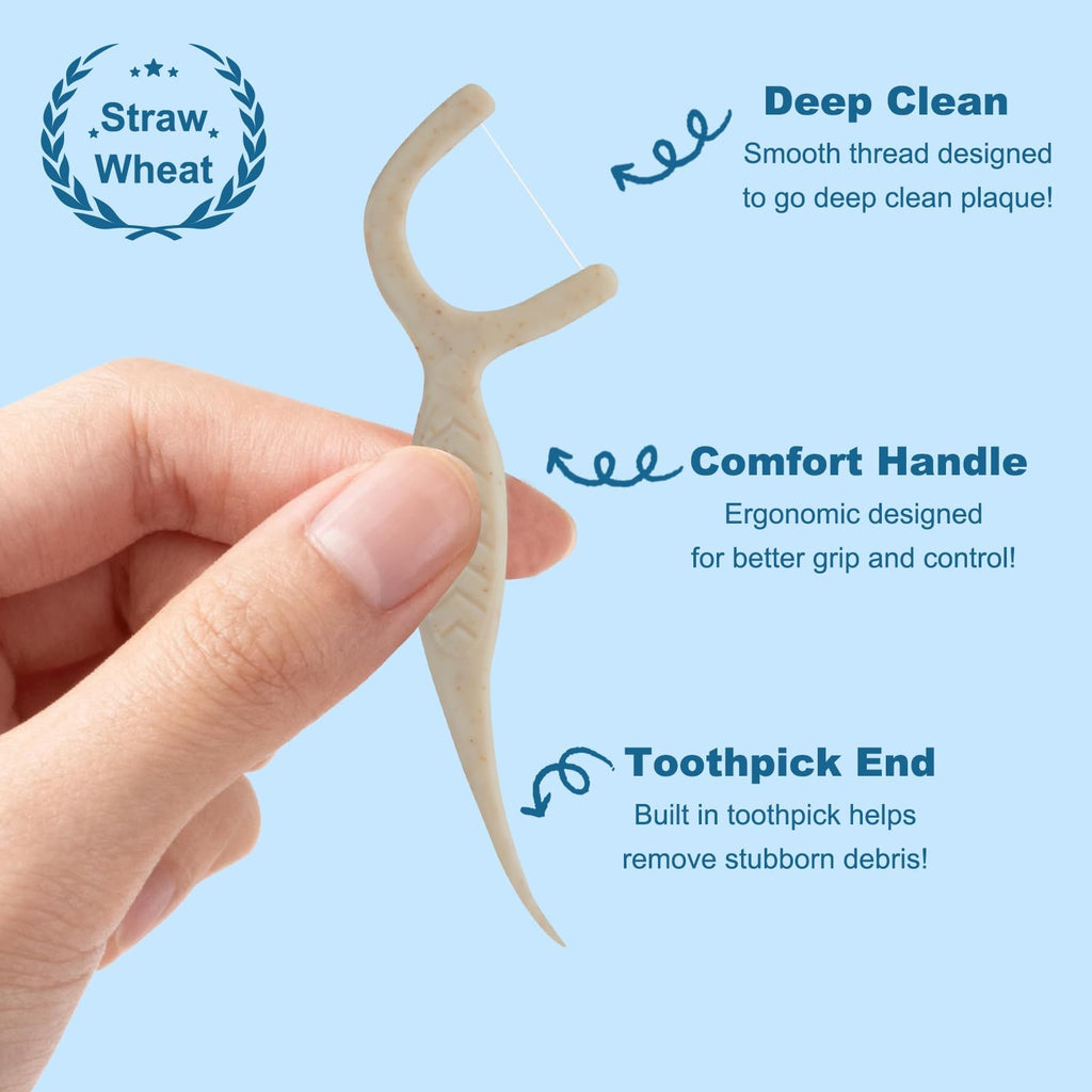 Biodegradable Vegan Dental Floss Picks - 200 Count Eco-Friendly Oral Care for Adults & Kids