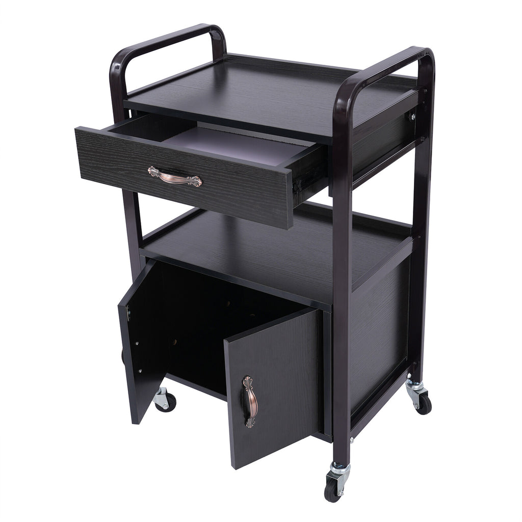Salon Trolley Cart Rolling Station with Drawer & Cabinet for Beauty & Barber Use