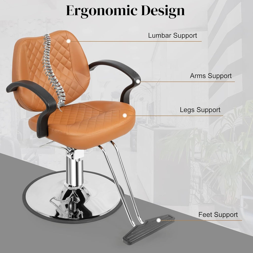Heavy Duty Salon Styling Chair with Hydraulic Pump & Swivel Base