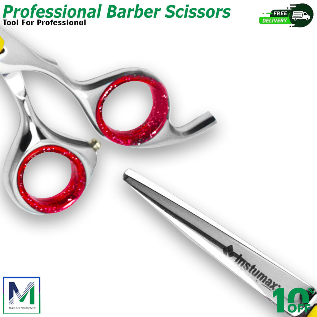 Professional 7-Inch Haircut Scissors - Chrome Steel with Ruby Handles