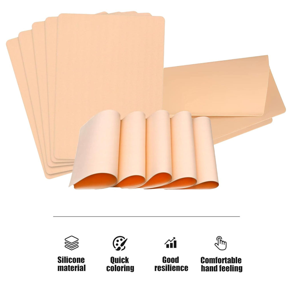 Silicone Tattoo Practice Skins 12 Pack 5.7 x 7.6 in - Double Sided