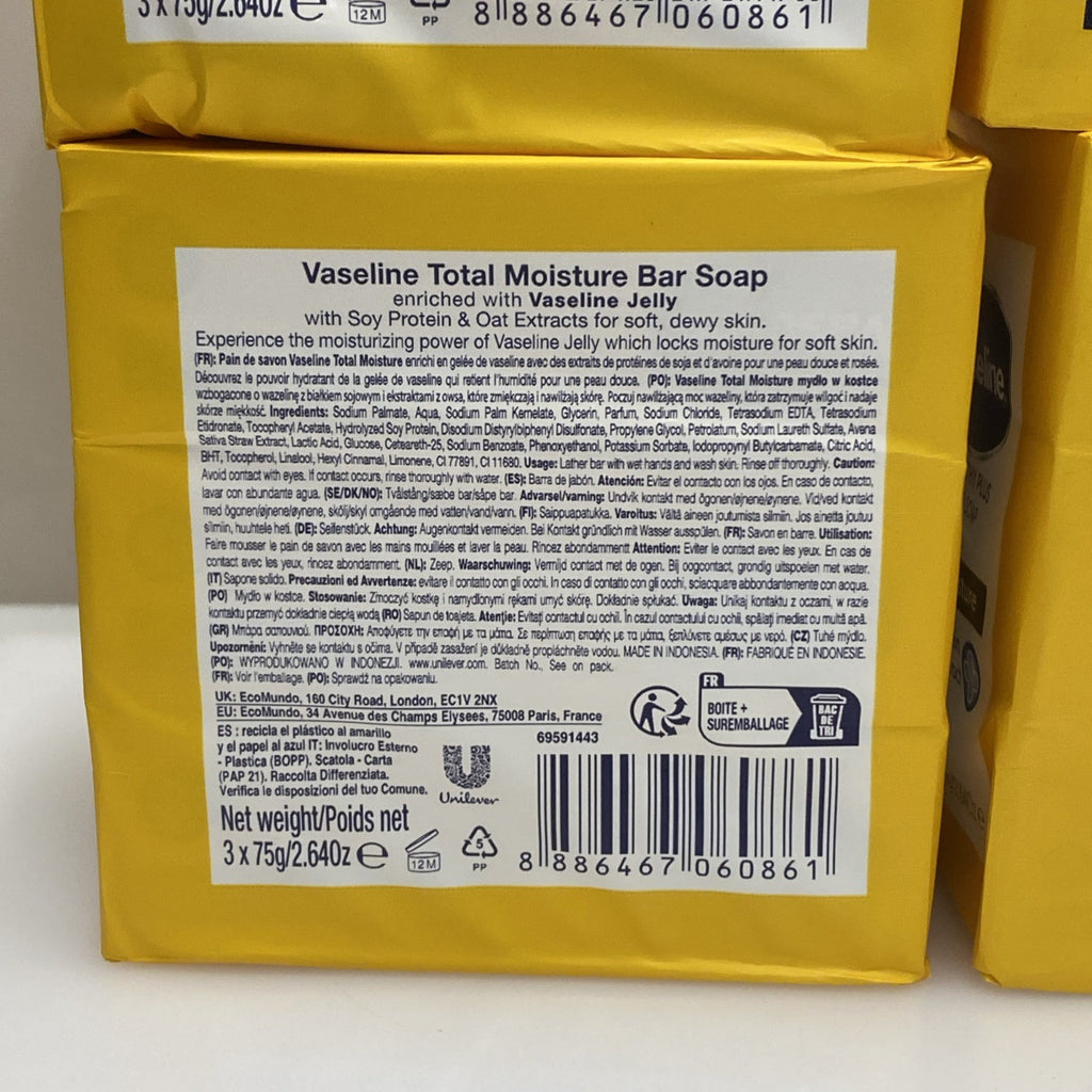 Vaseline Healthy Plus Soy & Oat Moisturizing Bar Soap - 12 Bars, 4 Pack