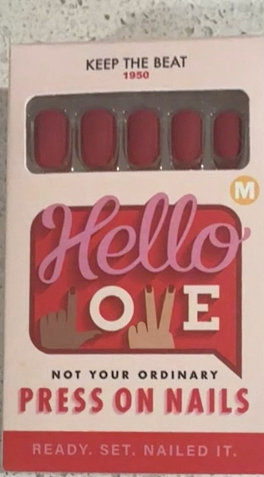 Press On Nails Short Square Deep Red Matte Keep The Beat - Manicure Set