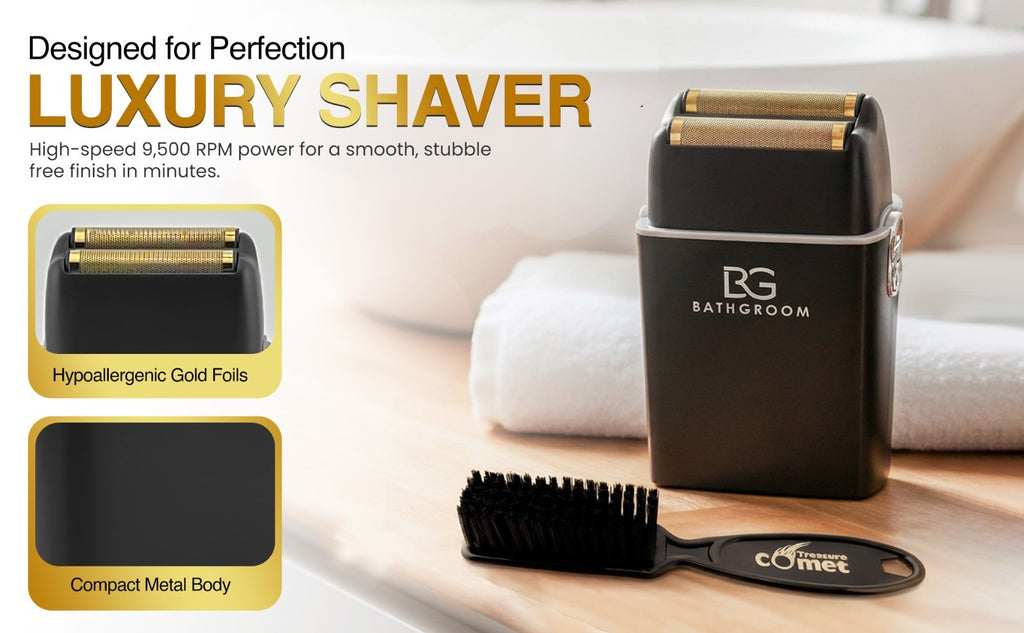 Cordless Electric Hair Clipper & Trimmer with Foil Shaver - Gold & Black
