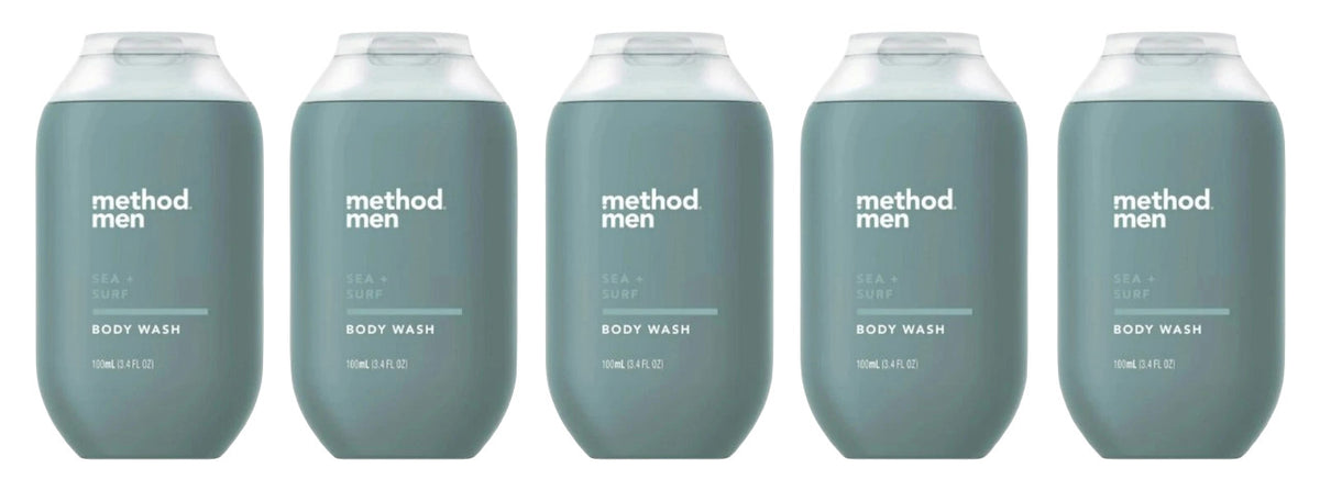 Travel Size Men’s Body Wash Sea + Surf - Pack of 12, 3.4 OZ TSA-Friendly