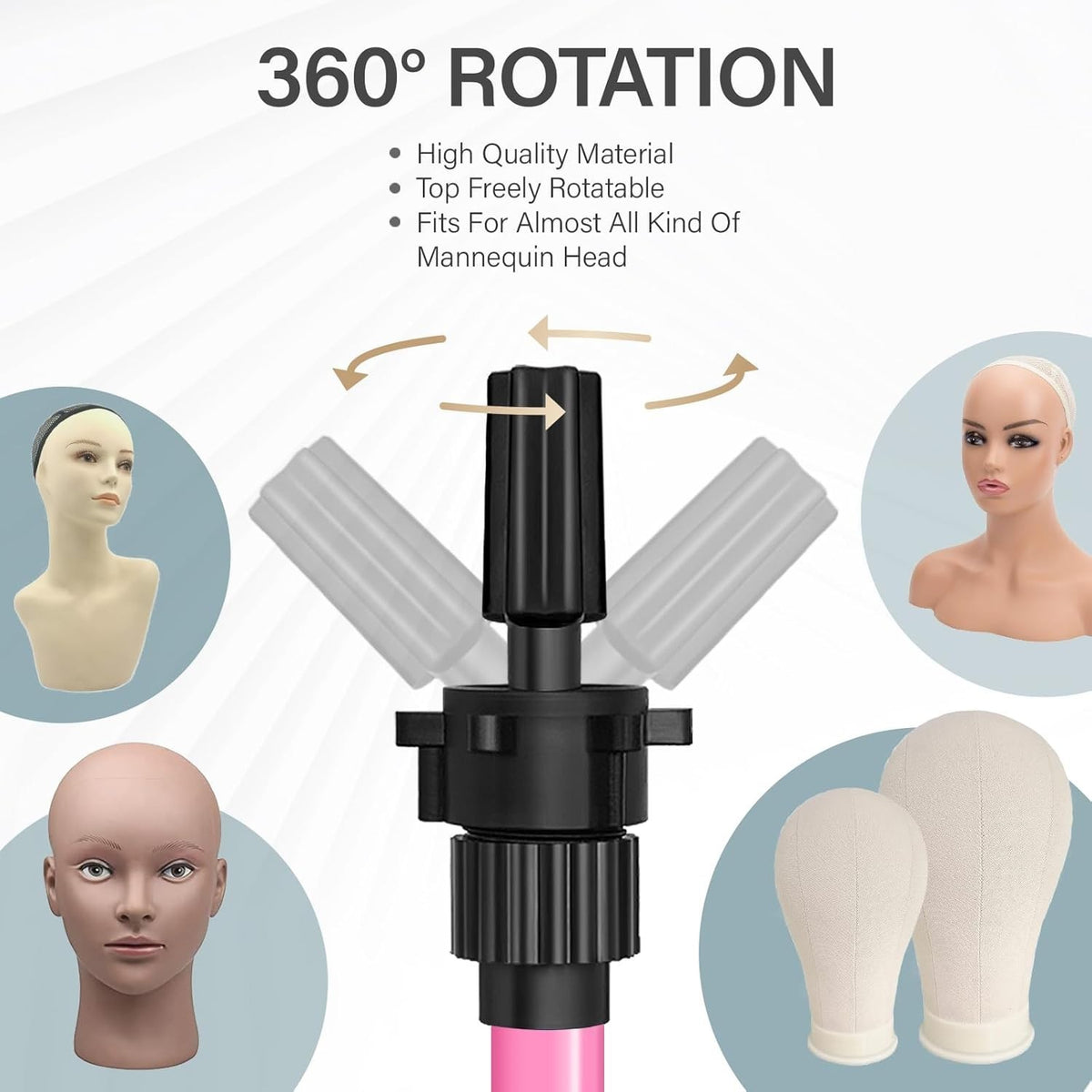 Adjustable Pink Tripod Stand for Mannequin Heads - 25 Inch Height