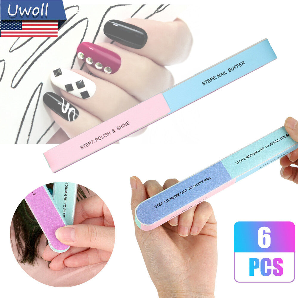 7-Sided Nail File Buffer Emery Boards for Manicure & Pedicure - Pack of 1, 5, or 10