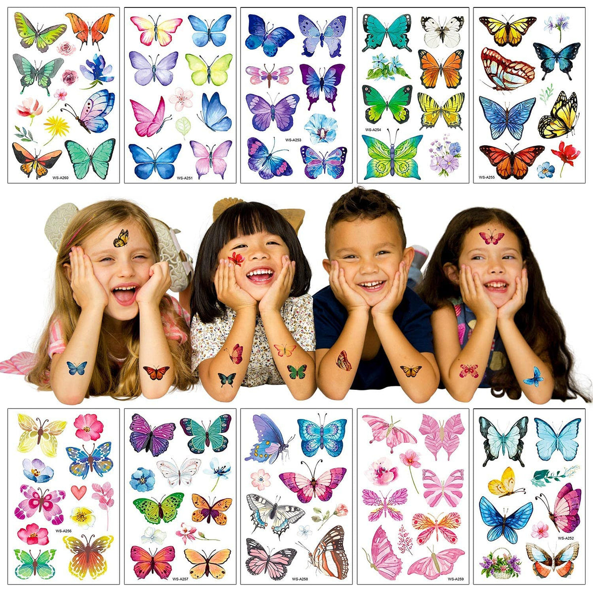 Colorful Butterfly Temporary Tattoos Pack 100 Pcs Waterproof Kids & Adults