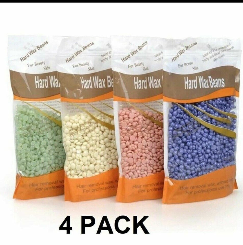 4 Pack Hard Wax Beans for Hair Removal with Warmer - Beads & Beads Kit