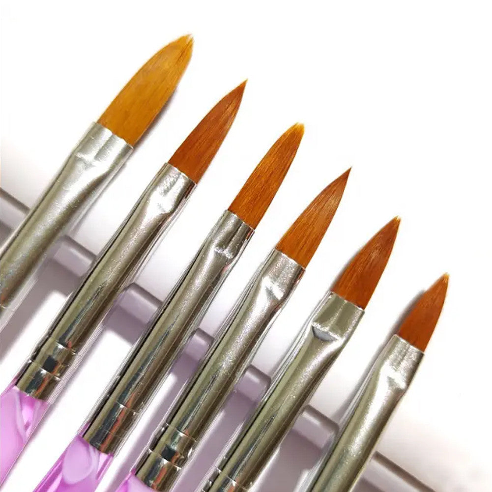 Acrylic Nail Brush Set 6 Sizes Kolinsky Sable Hair for Nail Art & Gel Application