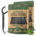 Biodegradable Mint Bamboo Floss Picks - 100 Count Vegan & Compostable
