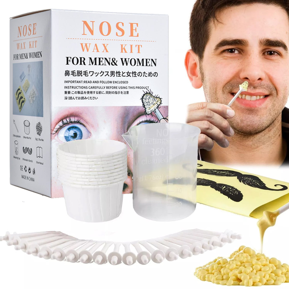 Nose Hair Waxing Kit for Men and Women - Painless Hair Removal Set