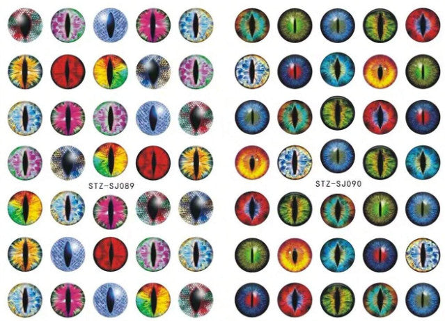 2pcs Dinosaur Eye Nail Stickers 3D Dragon Cat Eye Nail Art Decals