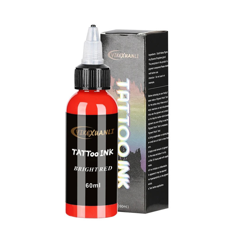 Permanent Tattoo Ink Pigment Set 60ml Red Black with Box - Body Art Supplies