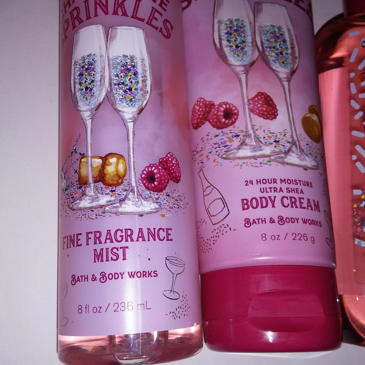 Set of 3 Bath & Body Works Body Cream Lotion Shower Gel & Spray Champagne Sprinkles