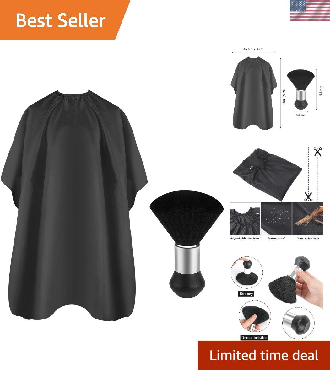Professional Hair Cutting Cape with Neck Duster Brush - Salon & Barber Supplies
