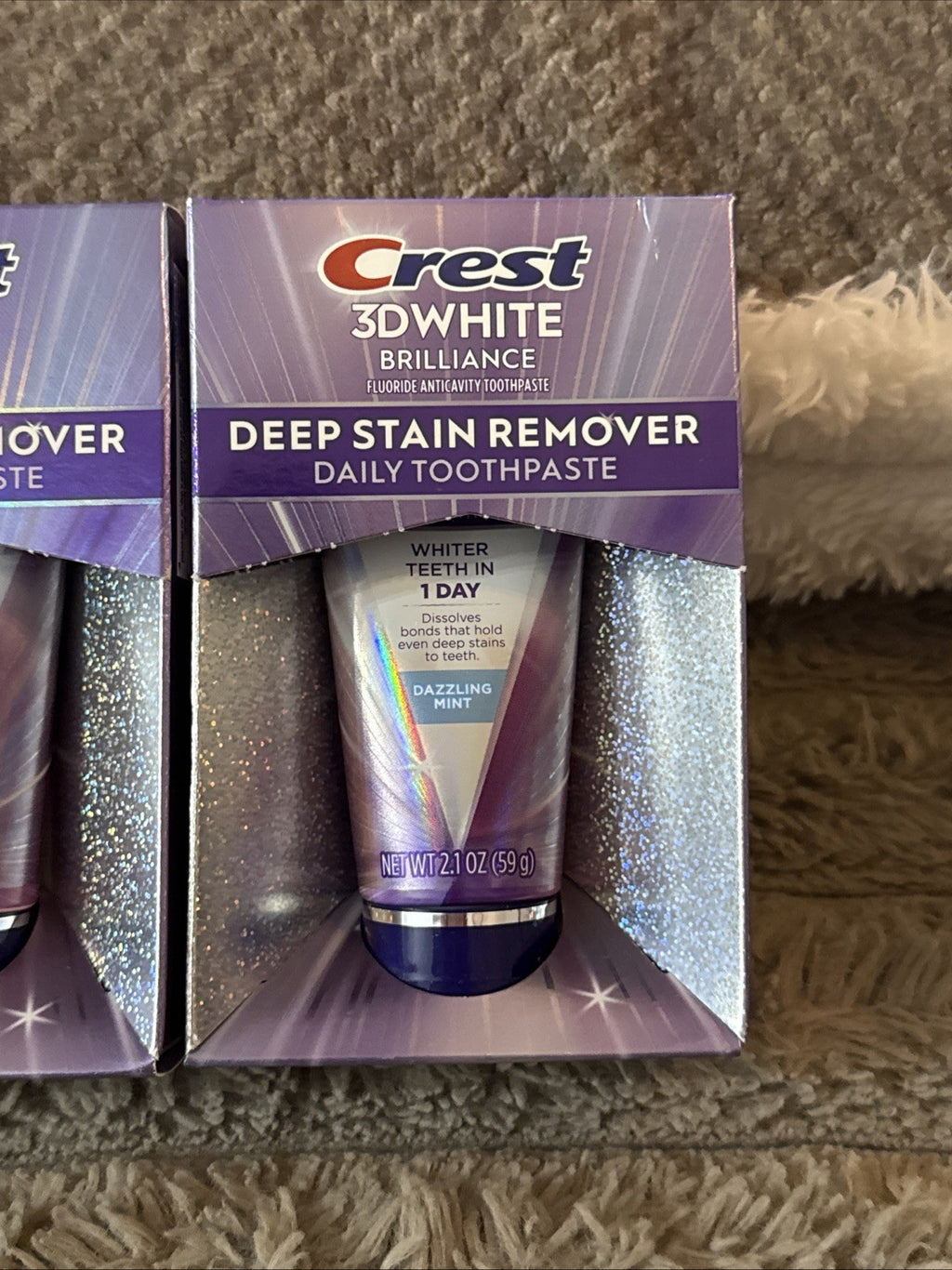 Deep Stain Remover Toothpaste - Crest 3D White Brilliance Dazzling Mint x2