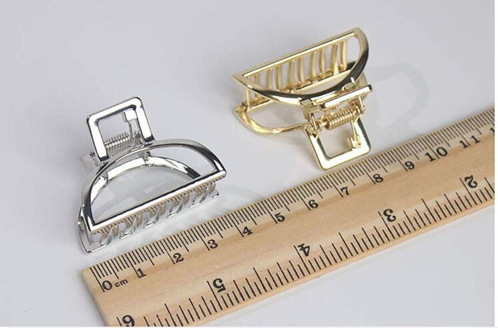 Set of 4 Vintage Metal Small Hair Claw Jaw Clips - Semicircle Design