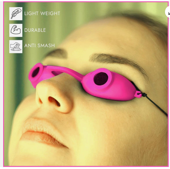 Pink UV Tanning Bed Goggles - Flexible Eye Protection Glasses, FDA Approved