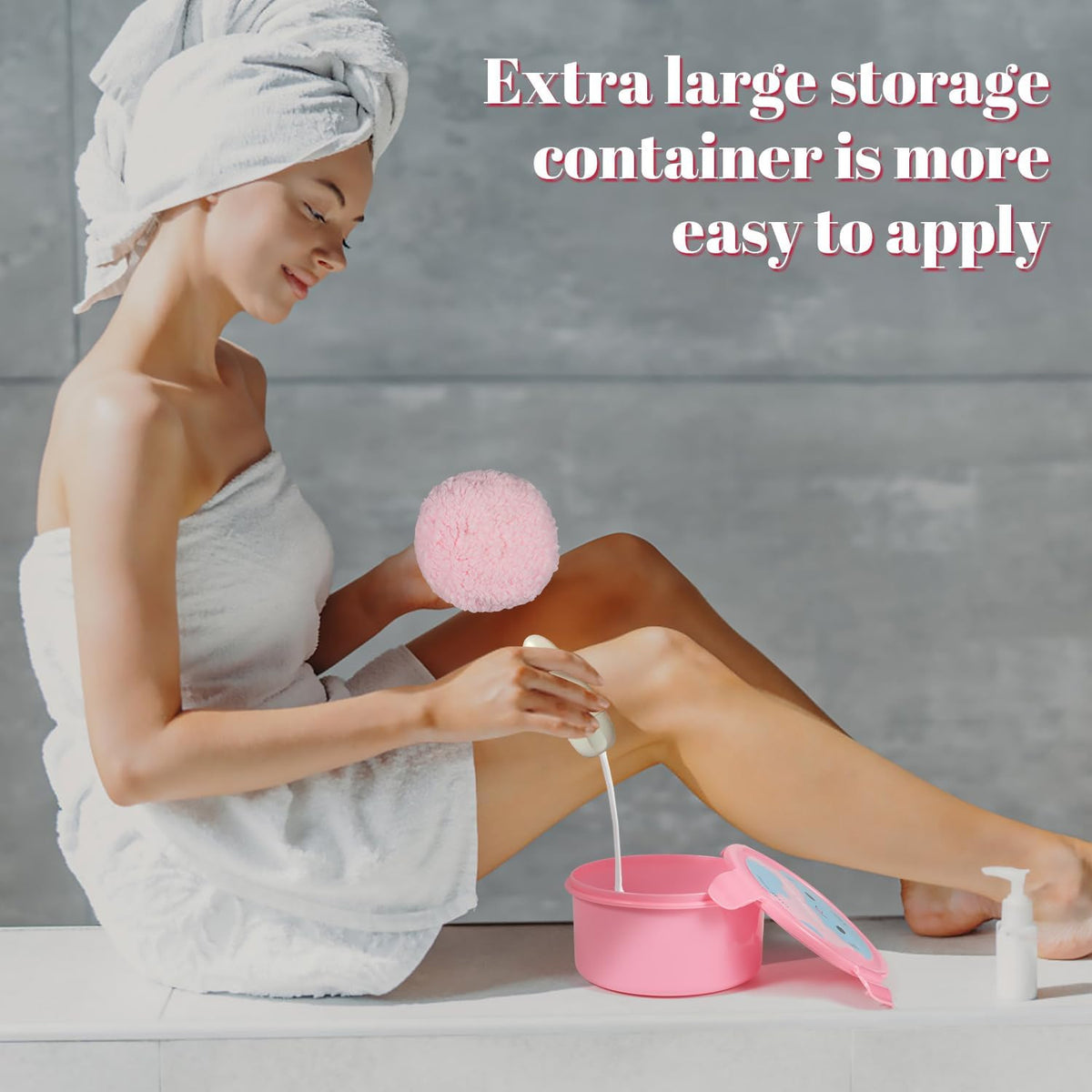 Large Soft Powder Puff with Container for Body & Face Application - Pink