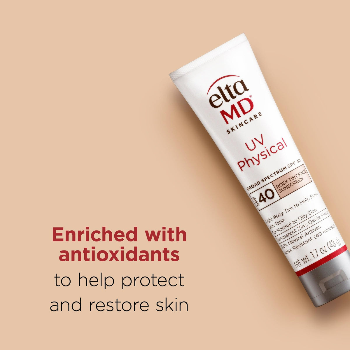 EltaMD UV Physical Rosy Tint SPF 40 Mineral Sunscreen 1.7oz - Water Resistant, Non-Comedogenic, Blurs Imperfections