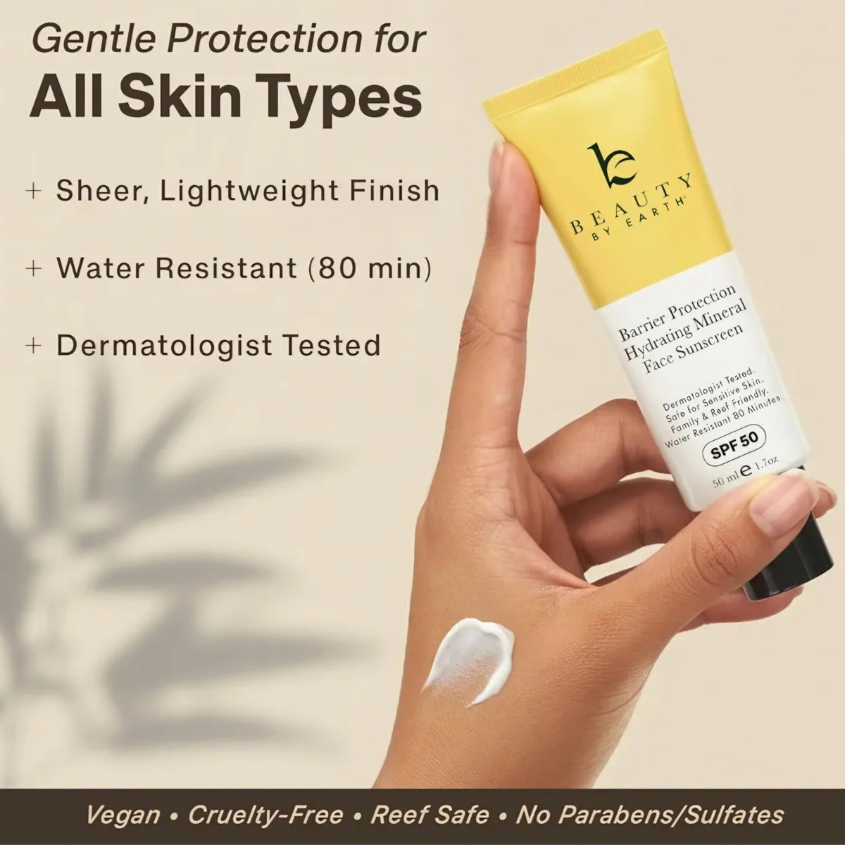 Mineral Sunscreen SPF 50 for Face, Reef Safe, Non-Greasy, Hydrating Protection