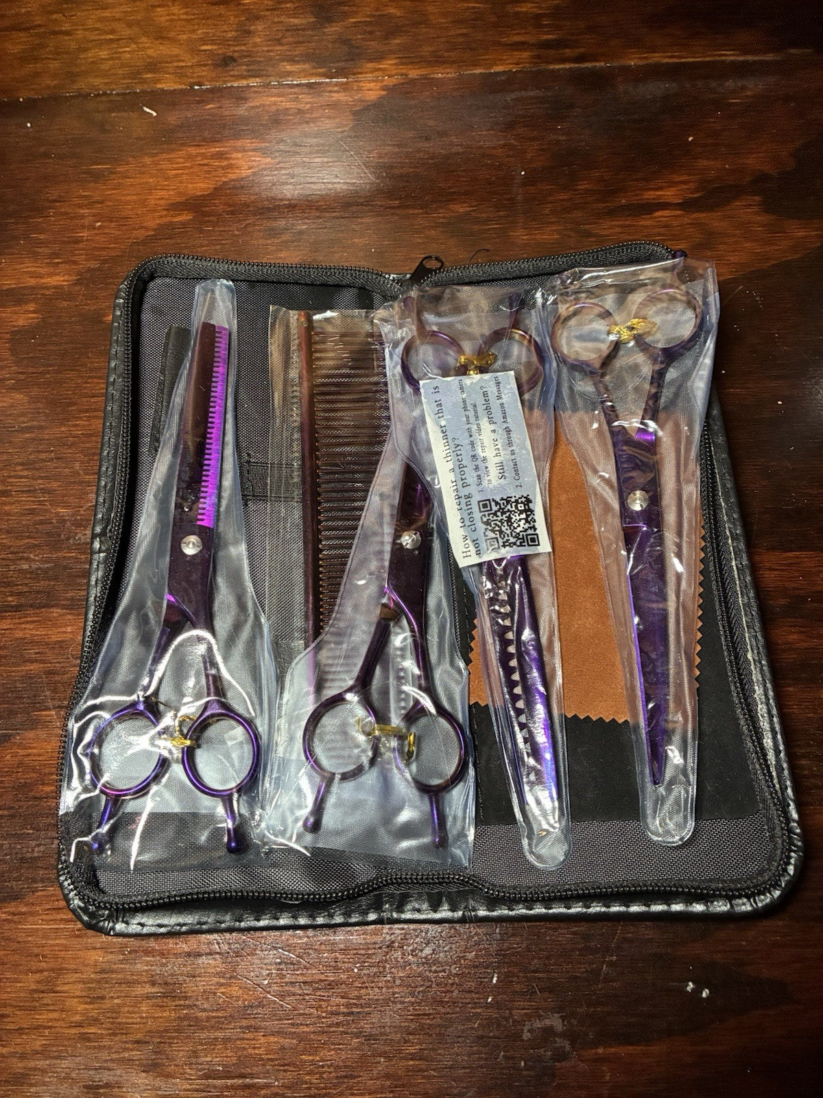 Dog Grooming Scissors Kit 6-in-1 Straight Thinning Chunker Curved Shears