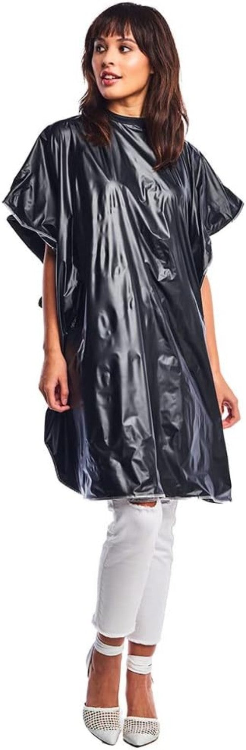 Waterproof Salon Shampoo Cape - Stain Resistant Vinyl, Black, 36x54 Inches