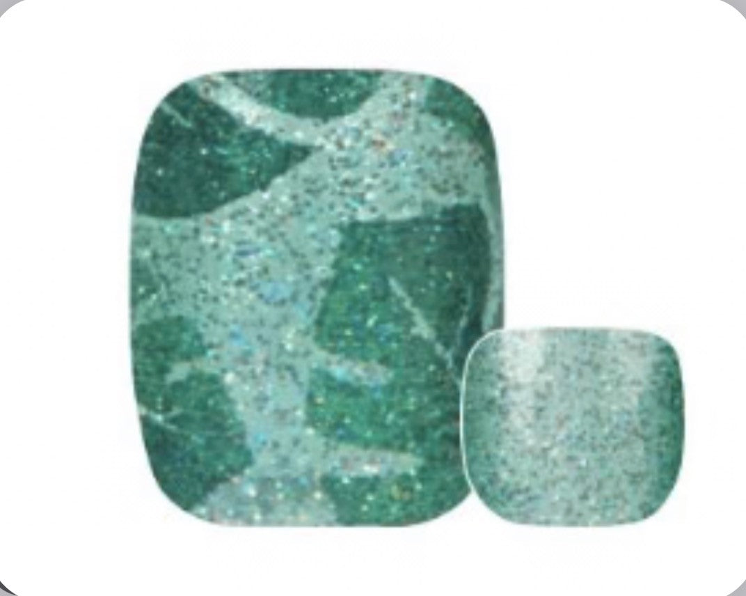 Green Glitter Nail Polish Strips - Paradise Found Tropical Manicure