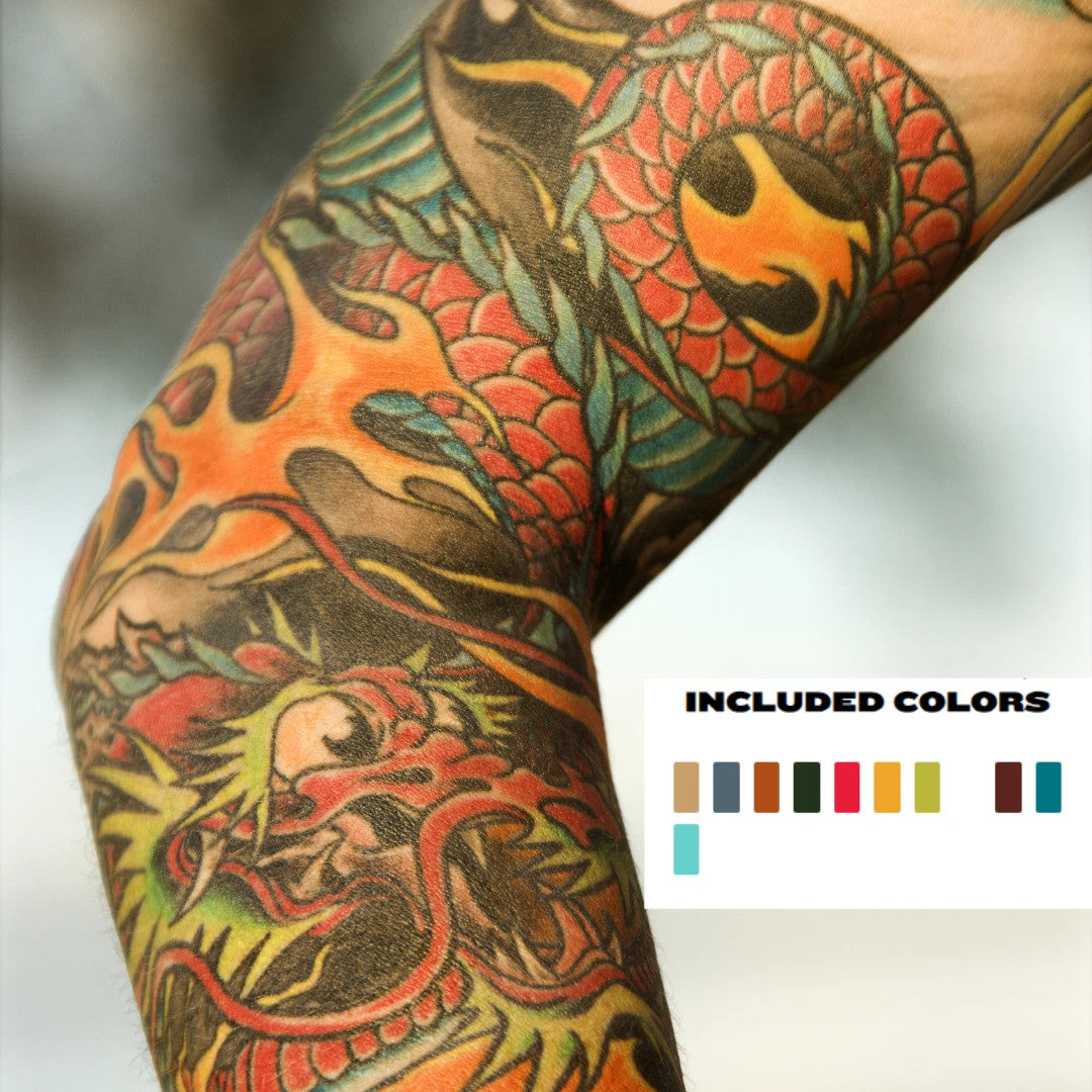 Neotraditional Tattoo Ink Set - 11 Colors 1/2 oz Bottles by Radiant Colors