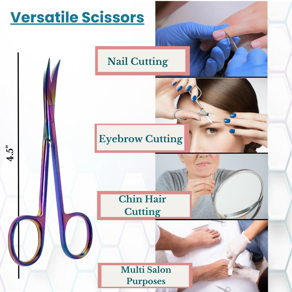 Stainless Steel Curved Hair Cutting Shears 4.5" Salon Grooming Scissors