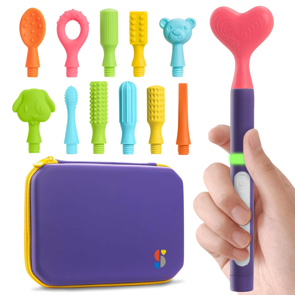 Oral Motor Stimulation Kit with 12 Textured Heads for Sensory and Speech Support
