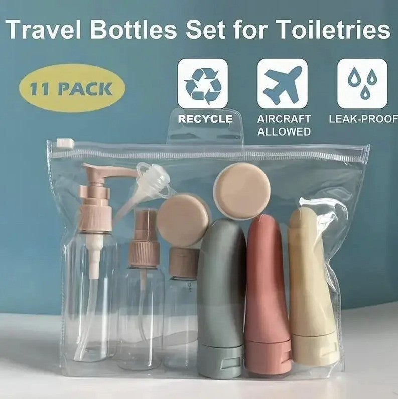 Travel Refillable Bottles Set - Leak-Proof Portable Toiletry Containers