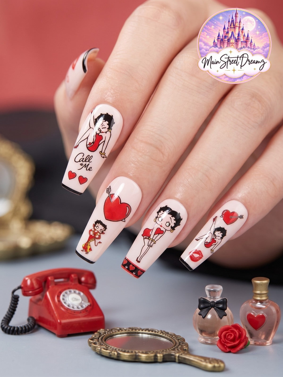 Set of 3D Nail Stickers Betty Boop Character Nail Art Decals