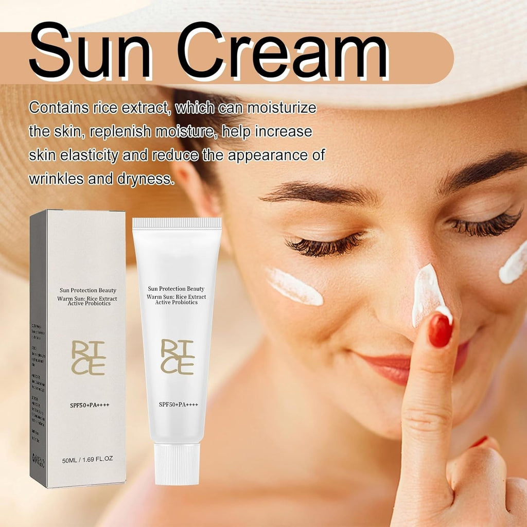 SPF50 PA++++ Korean Rice Sunscreen for Face All Skin Types - Lightweight & Nourishing