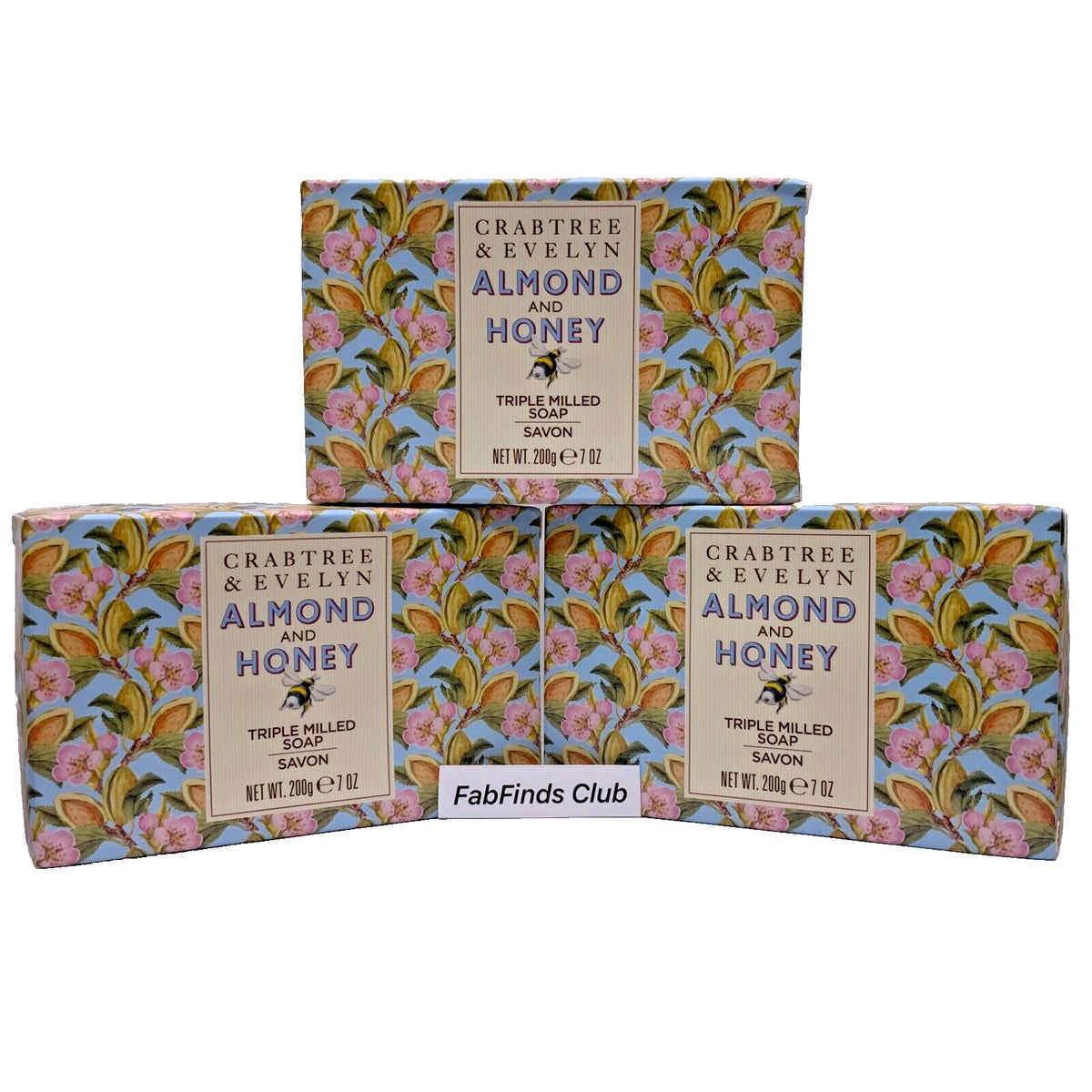 Almond & Honey Triple Milled Bar Soap Set - Jumbo 3x7oz Skin Nourishing