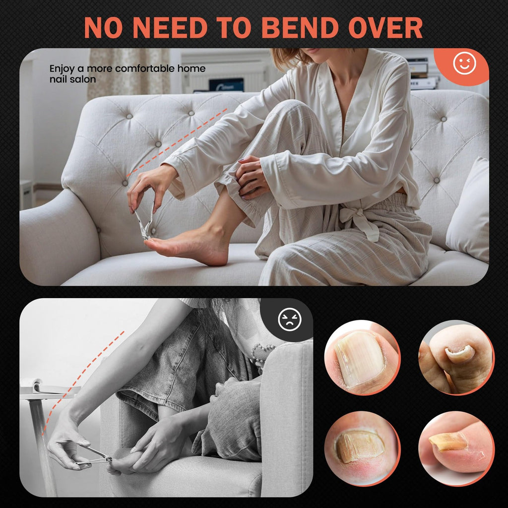 Toenail Clippers for Seniors - Upgraded Long Handle Curved Head Nail Tool
