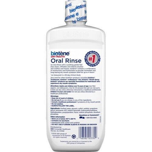Biotene Dry Mouth Mouthwash 16 Fl Oz - Gentle Antibacterial Oral Care Pack of 2