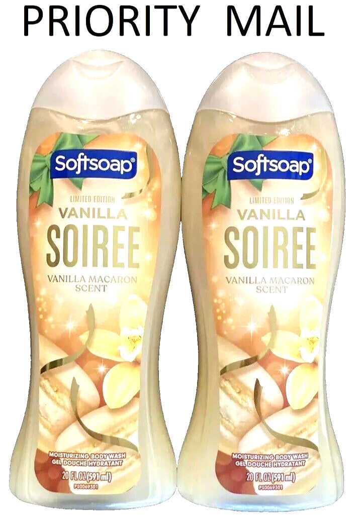 Softsoap Vanilla Soiree Body Wash 20 oz - Pack of 2, Fast Priority Mail Shipping