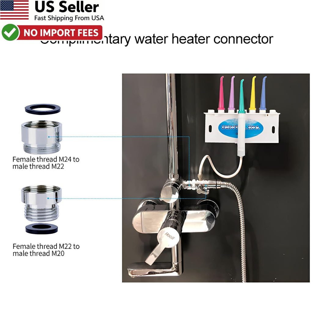 Water Dental Flosser with 5 Jet Tips for Faucet Shower Non-Electric Oral Care